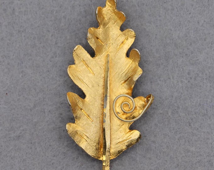 VINTAGE BSK Oak Leaf Brooch - Gold Tone Botanical Pin