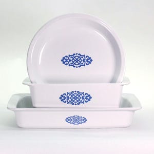 Rare CorningWare Macrame Baking Dish: Shell Oil Promo, 1970s Vintage Cookware
