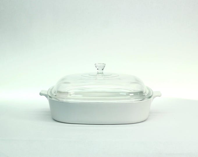 Vintage CorningWare Cookmates SK-10 Covered Skillet • Just White Pyroceram Skillet with Lid