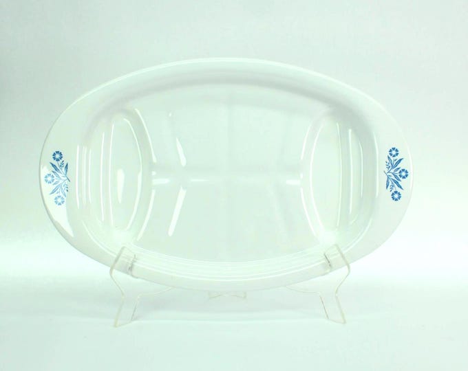 VINTAGE Corning Ware Blue Cornflower Serving Platter. P-19 Oval Platter. Made in USA