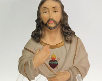 VINTAGE Norleans Japan Sacred Heart Jesus Wall Plaque Religious Figure Mid Century