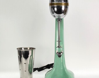 VINTAGE Hamilton Beach Number Thirty Malt Mixer - Jadite Green - Restored Soda Fountain Drink Mixer - Model 30 - Made in USA