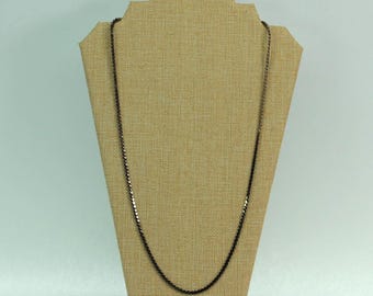 VINTAGE Silver Tone Flat Curb Chain Necklace • Made in Korea • 24 Inch Fashion Chain • Minimalist Layering Necklace