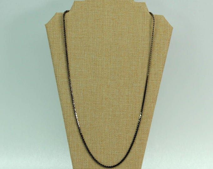 VINTAGE Silver Tone Flat Curb Chain Necklace • Made in Korea • 24 Inch Fashion Chain • Minimalist Layering Necklace