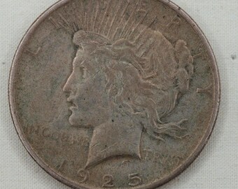 VINTAGE 1925 Peace Silver Dollar .900 Silver Coin • XF Details • Philadelphia Mint