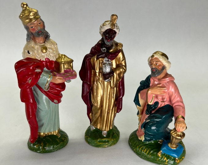 VINTAGE 1950's Chalkware Nativity Pieces- Wise Men- Set of 3