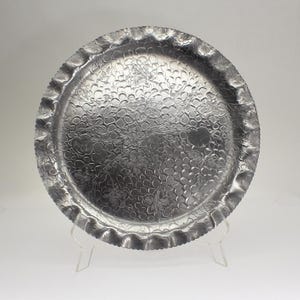 VINTAGE Mid Century Stamped Aluminum Serving Tray. Grape Vine Motif