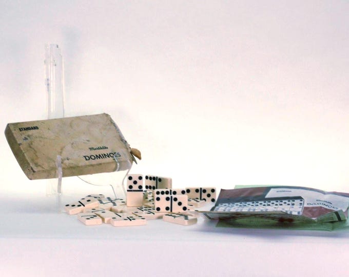 Vintage Puremco Domino Set No. 616: Marblelike Double Six, Original Box & Paperwork