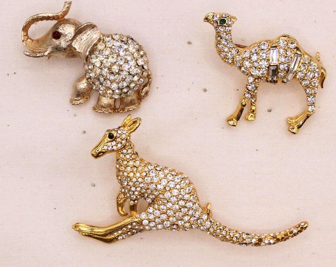 VINTAGE Rhinestone Animal Brooches. Travel Buddies. Choose Your Favorite.