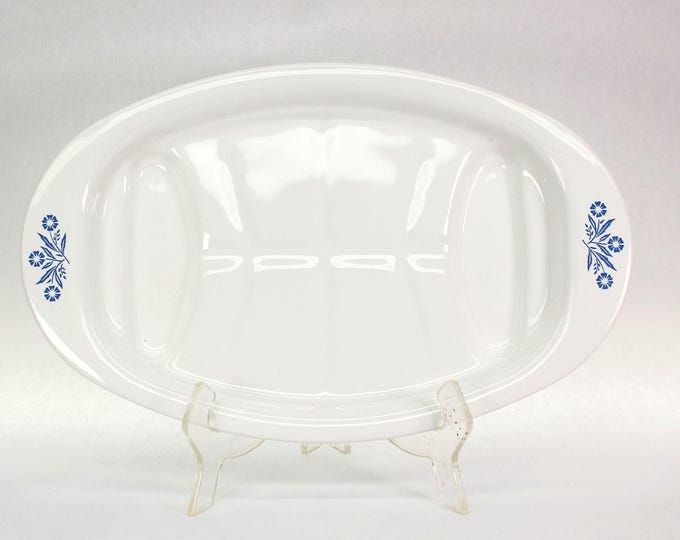 VINTAGE Corning Ware Blue Cornflower Serving Platter. P-19 Oval Platter. Made in USA
