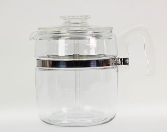 VINTAGE Pyrex Flameware 9 Cup Glass Coffee Percolator Complete No. 7759 Complete Stove Top Coffee Maker Made in USA