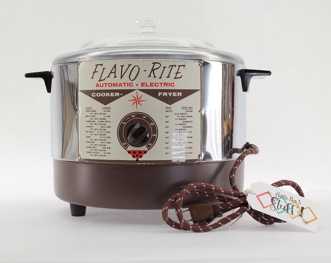 VINTAGE Flavo-Rite Electric Cooker & Fryer. Restored Chrome Mid-Century Marvel. Atomic Starburst Dial.