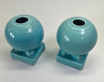 Vintage Fiesta Candle Holders. Turquoise. 1930's.