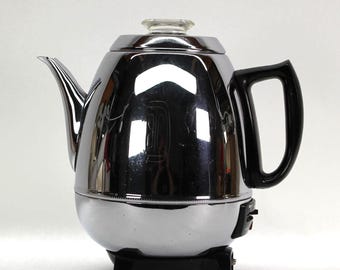VINTAGE General Electric Automatic Coffee Percolator 9 Cup 18P40 Brew Strength Control Complete Tested Made in USA