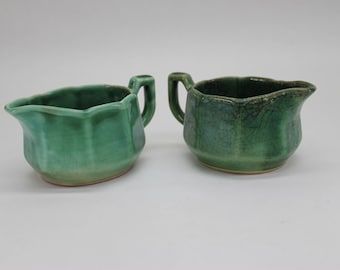 VINTAGE Mt. Clemens Creamers, Set of 2. Green. 1930s.