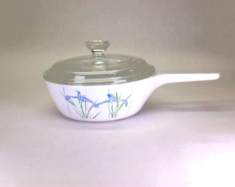 VINTAGE CorningWare Shadow Iris S-81-B Skillet with Lid P81C.