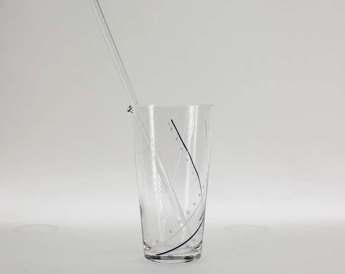 MODERN Italian Crystal Cocktail Mixing Glass with Stirring Rod – Luigi Bormioli Style – 2-Piece Martini Set