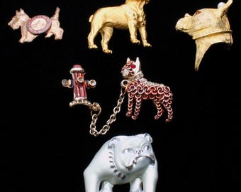 VINTAGE Costume Jewelry Dog Brooches.