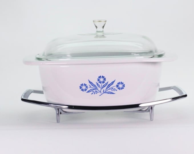 VINTAGE Corning Ware Dutch Oven: Blue Cornflower 4-Qt Complete Set