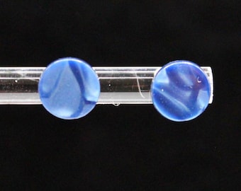 VINTAGE Swirl Button Earrings. Blue Lucite Studs From The 1970s.