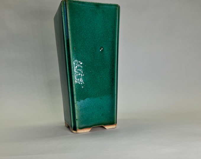 McCoy Glazed Stoneware Vase- Green Rectangle
