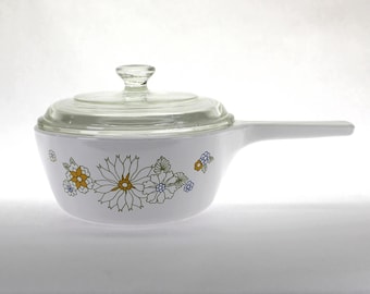 VINTAGE CorningWare Floral Bouquet 1-1/2 Pint Saucepan P-82-B with Lid P-81-C