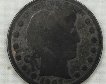 VINTAGE 1907 Barber Half Dollar .900 Silver Coin • 90% Silver • United States