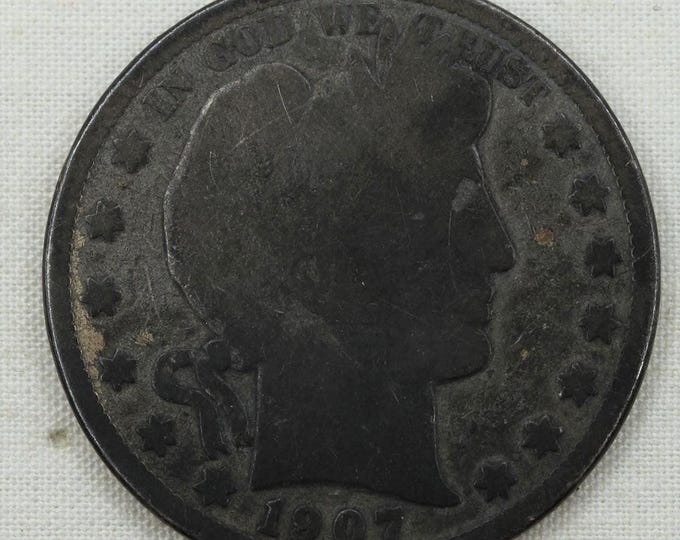 VINTAGE 1907 Barber Half Dollar .900 Silver Coin • 90% Silver • United States