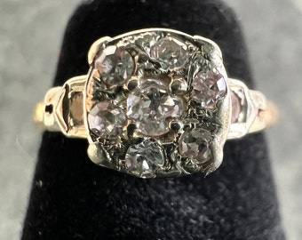 VINTAGE 1950's Diamond Cluster Engagement Ring