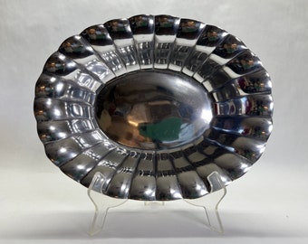VINTAGE Large Mexican Pewter Fruit Bowl