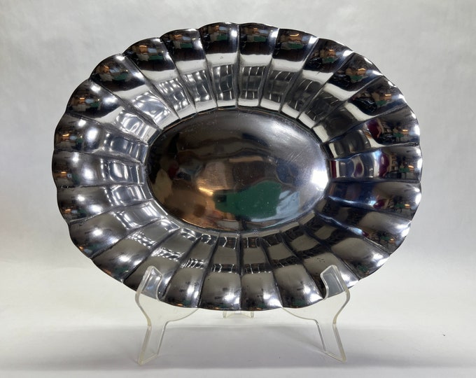 VINTAGE Large Mexican Pewter Fruit Bowl