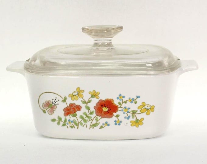 VINTAGE Corning Ware Wildflower A-1-1/2-B 1.5 Liter Casserole with Lid - Made in USA