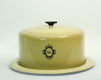 Vintage West Bend Cake Carrier Cake Keeper Dome with Tray Retro Yellow Made in USA