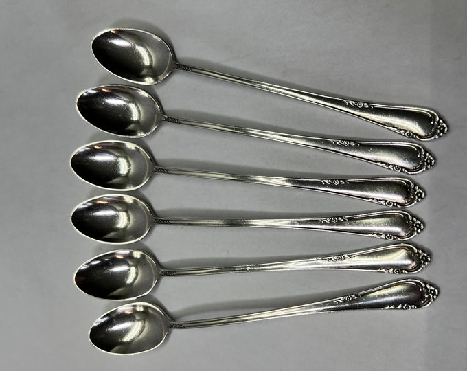 VINTAGE Reed and Barton Sterling Flatware "Dancing Flowers" 6-piece Iced Beverage Set
