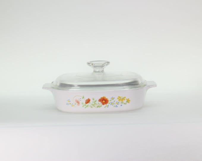 VINTAGE Corning Ware Wildflower Casserole: 2 Qt USA Bakeware