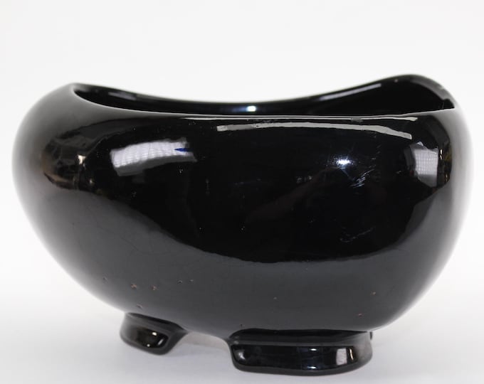 MCM Frankoma Freeform "Blob" Footed Planter 234. Onyx. Made in USA.