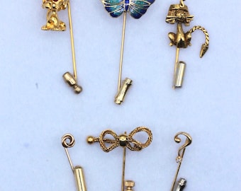 VINTAGE Stick Pins. Your Choice. Butterfly, Lion, Scottie Dog, Bow, Question Mark & More