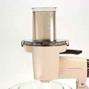 VINTAGE Sunbeam Disco-Chef Food Slicer Shredder Attachment. 1970s. Works with Mixmaster Hub. Shown on Bianca (Sold Separately).