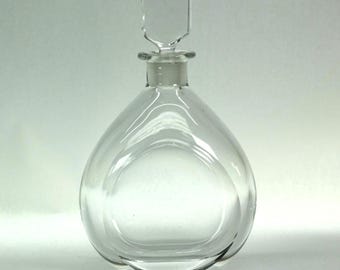 Signed Orrefors Crystal Decanter Scandinavian Modern Teardrop Whiskey Bottle Barware