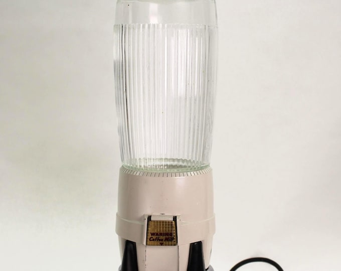 Vintage Waring Burr Coffee Grinder Attachment: Mid-Century Metal Mill with Glass Hopper