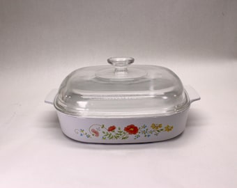 VINTAGE CorningWare Wildflower 10&quot; Skillet A-10-B with Lid A-12-C