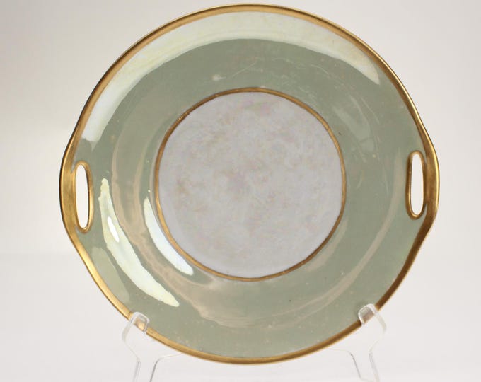 VINTAGE Jade Green Lustreware Serving Platter. Made in Germany.
