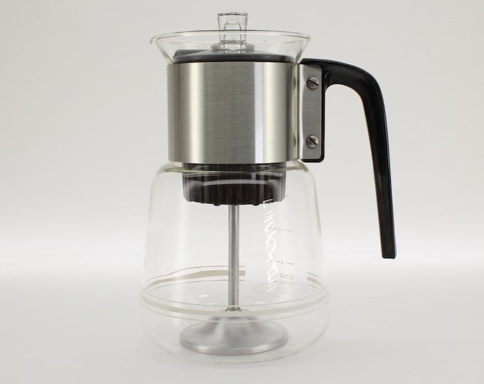 VINTAGE Cory Glass Coffee Percolator. Model DGPL-4. Mid-Century Modern 8 Cup Stovetop Coffee Pot