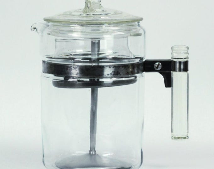 VINTAGE Pyrex Flameware 7826-B Coffee Percolator — Wartime Variant — 6-Cup Glass Stovetop Coffee Pot