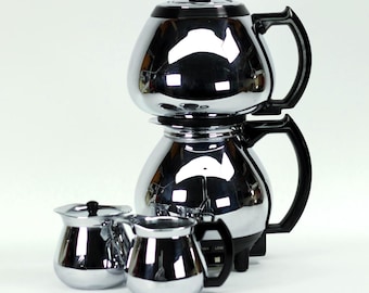 VINTAGE Sunbeam Coffeemaster Model C30C Vacuum Coffee Maker with Creamer & Sugar