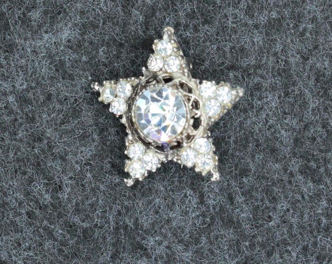 Vintage Lone Star Rhinestone Brooch • Five Point Star Pin • Silver Tone Celestial Jewelry • Texas Gift