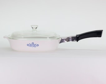 VINTAGE Corningware 9" Skillet P-9-B with Cover C-6 and Handle P-10-HG