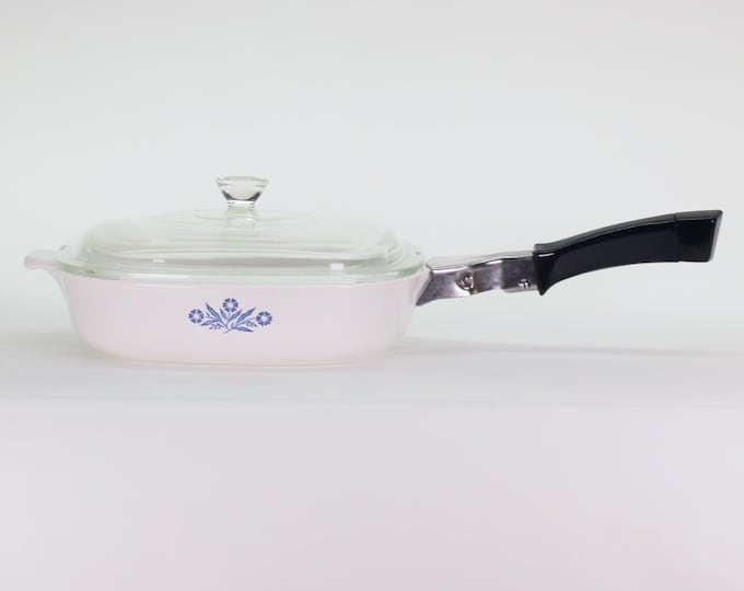 VINTAGE Corningware 9" Skillet P-9-B with Cover C-6 and Handle P-10-HG