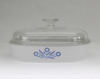 VINTAGE CorningWare 10" Skillet A-10-B with Lid A-12-C. Blue Cornflower.