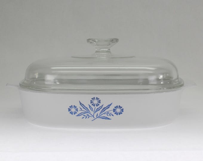 VINTAGE CorningWare 10" Skillet A-10-B with Lid A-12-C. Blue Cornflower.